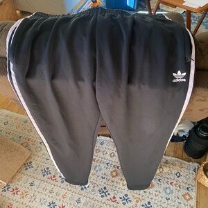 Adidas Kids Black Joggers with White Stripes